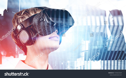 Width 250px stock photo blonde woman in vr headset over blurry moscow city panorama concept of hi tech and virtual tourism 1576461829